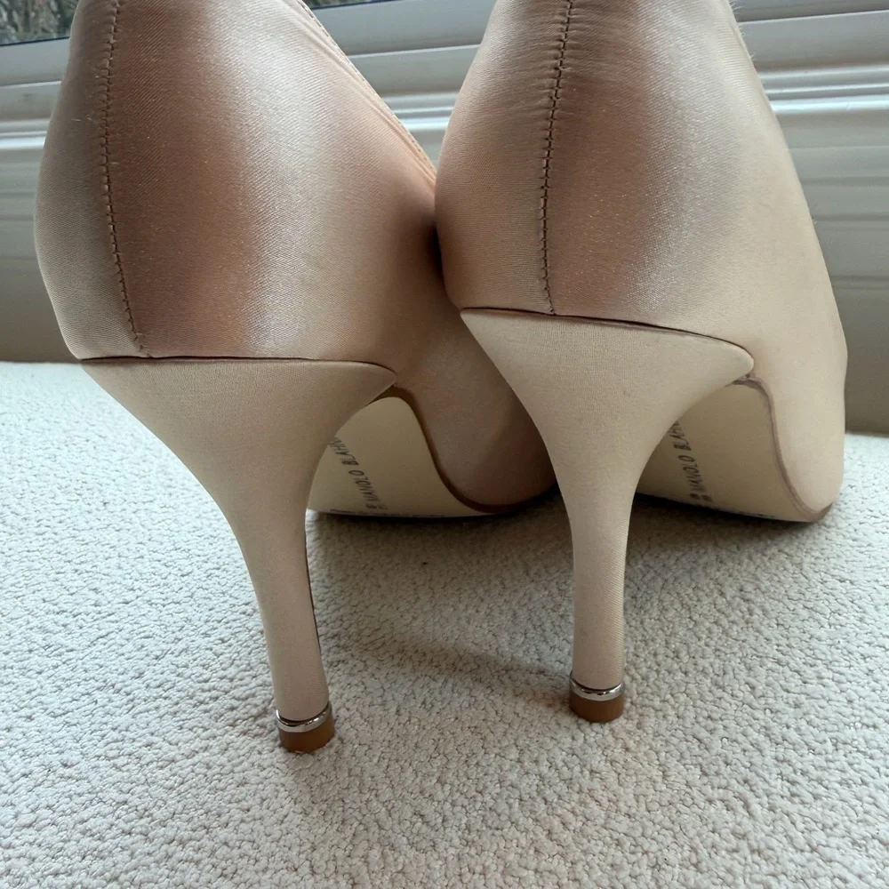 Manolo Blahnik Nude Heels with Crystal Embellishments - Picture 7 of 9